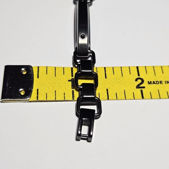 *Sale* Fossil Black Steel Link Bracelet 8" Unisex - Picture 15 of 16